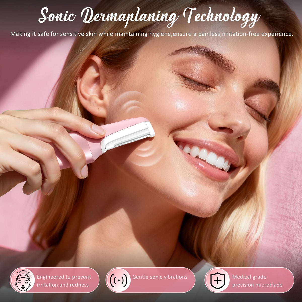 Galtxen Dermaplane Razor demonstrating peach fuzz removal