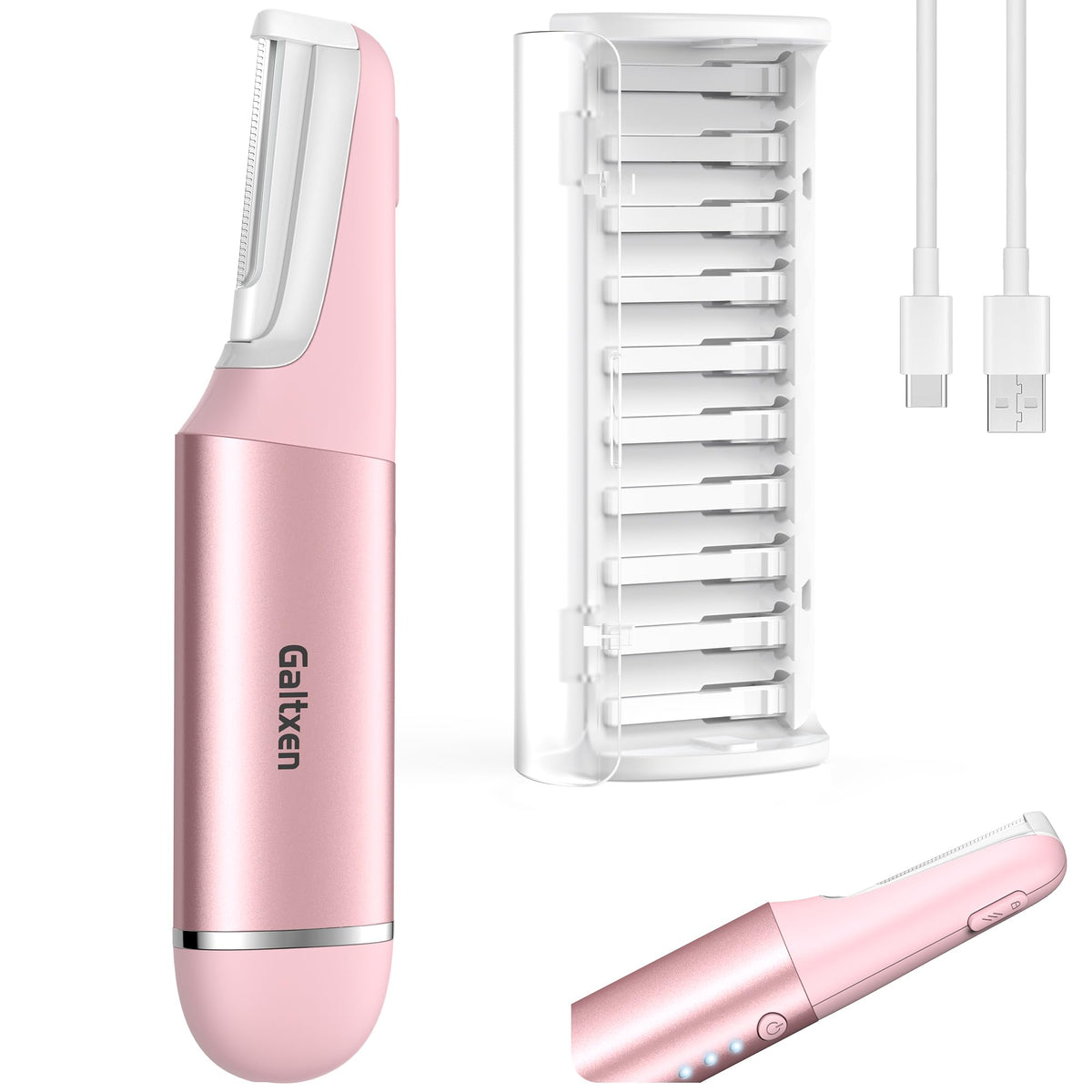 Galtxen Dermaplane Razor for Women front view with stainless steel blades