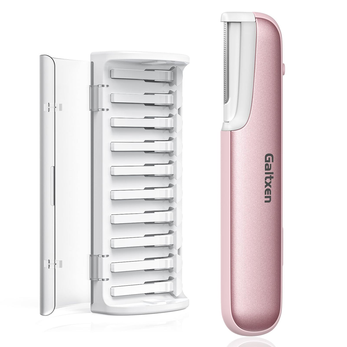Galtxen Dermaplaning Tool pink front view with LED light