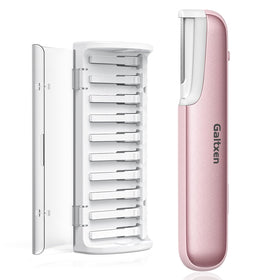 Galtxen Dermaplaning Tool pink front view with LED light