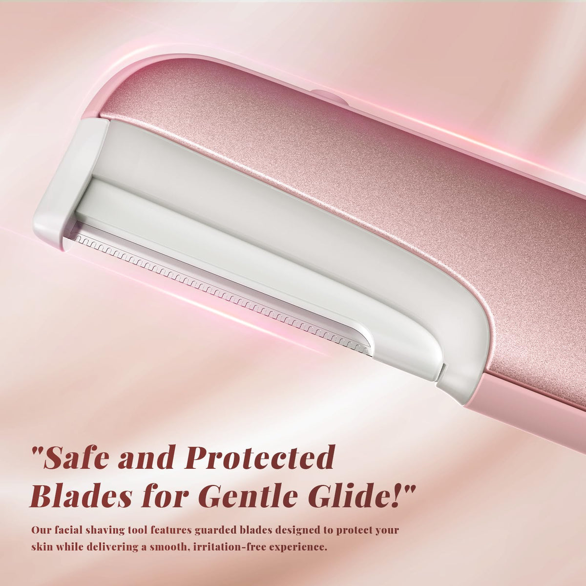 Galtxen Dermaplaning Tool pink in hand during use