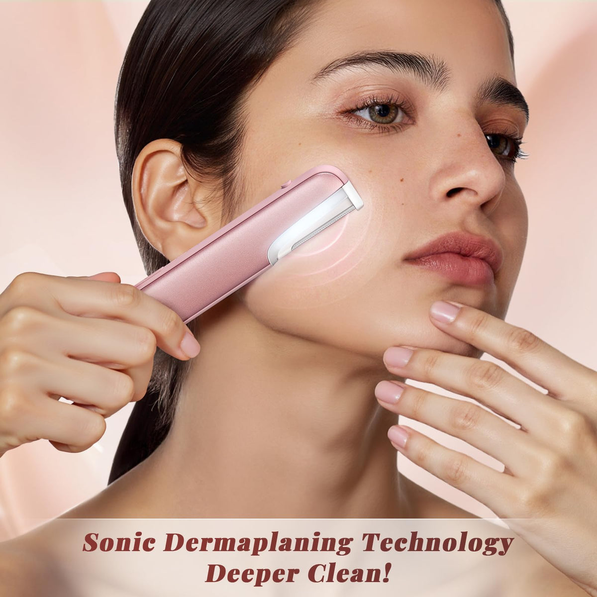 Galtxen Dermaplaning Tool pink with charging cable