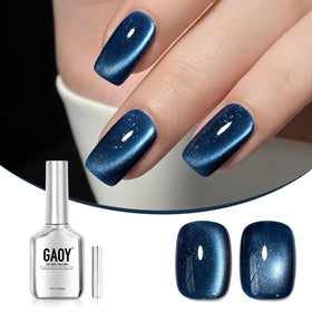 GAOY 16ml Glitter Cat Eye Gel Nail Polish in Mystic Blue front view