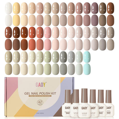 GAOY 42 Pcs Gel Nail Polish Set front view with 39 colours