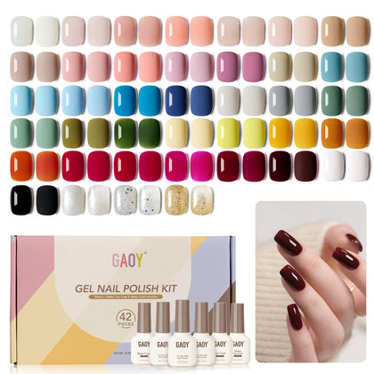 GAOY 42 Pcs Gel Nail Polish Set with 39 colours displayed