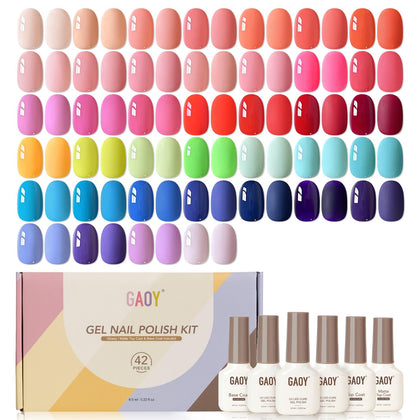 GAOY 42 Pcs Gel Nail Polish Set with 39 summer colours front view