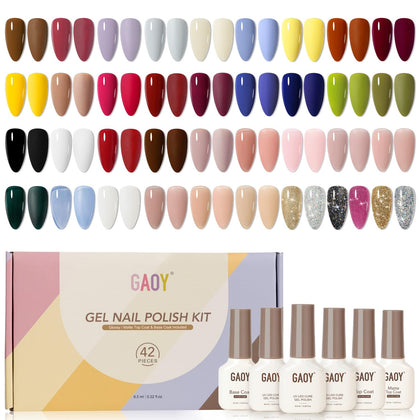 GAOY 42 Pcs Gel Nail Polish Set with 39 vibrant colours