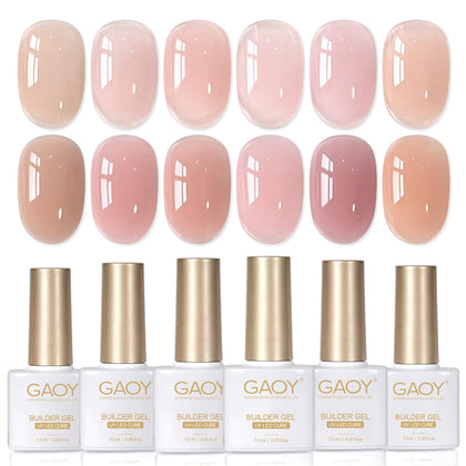 GAOY 6 Colours Builder Gel Set front view with all six shades
