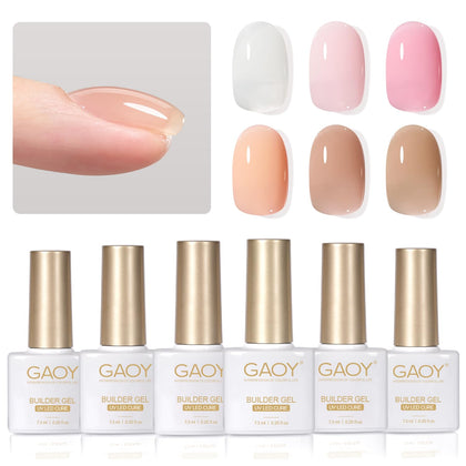 GAOY 6 Colours Builder Gel Set with six jars of gel in various colours