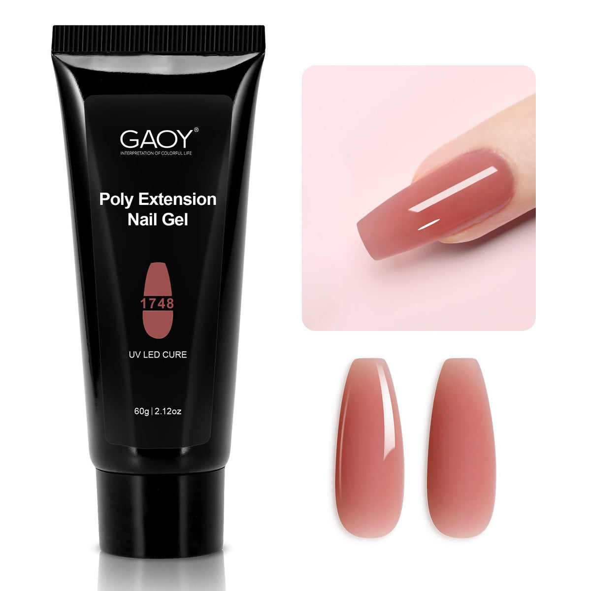 GAOY 60g pink maroon poly gel front view
