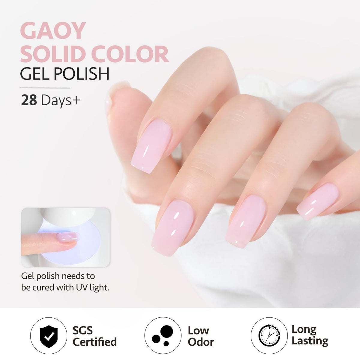 GAOY Baby Pink Gel Nail Polish packaging and label