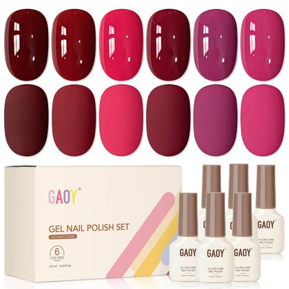 GAOY Berry Collection Gel Nail Polish Set with 6 vibrant colours