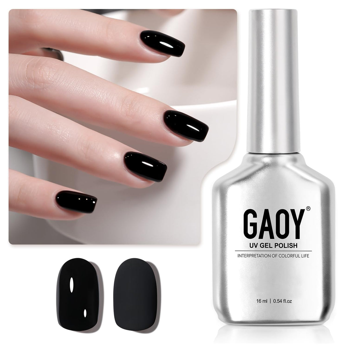 GAOY Black Gel Nail Polish 16ml front view
