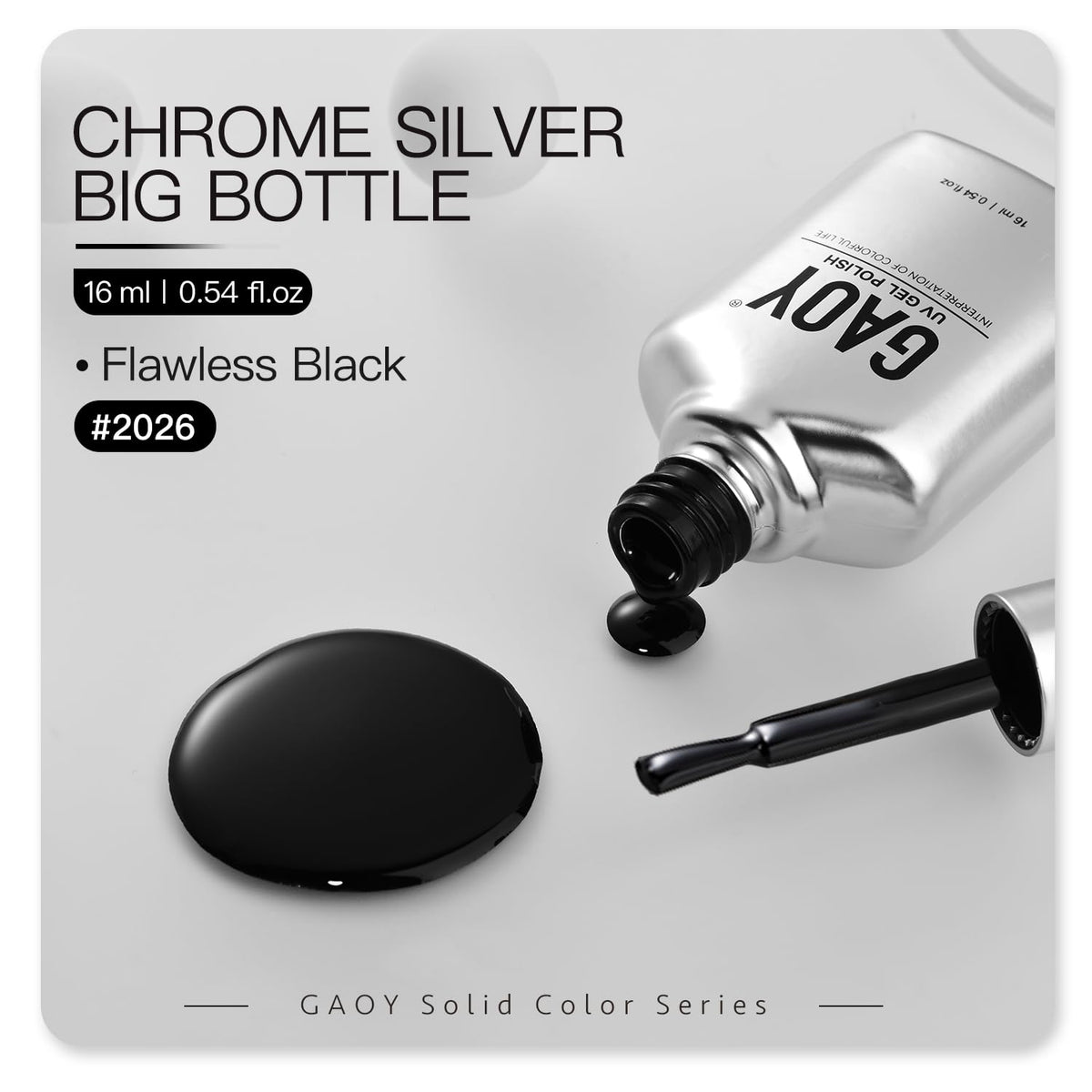 GAOY Black Gel Nail Polish 16ml with top coat
