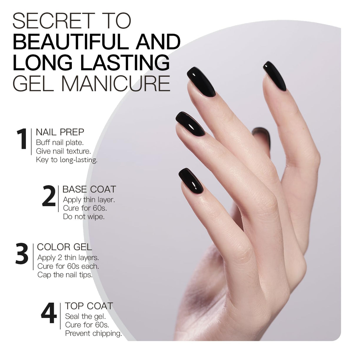 GAOY Black Gel Nail Polish 16ml with UV lamp