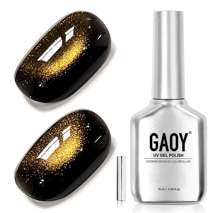 GAOY Black Golden Cat Eye Gel Nail Polish 16ml front view