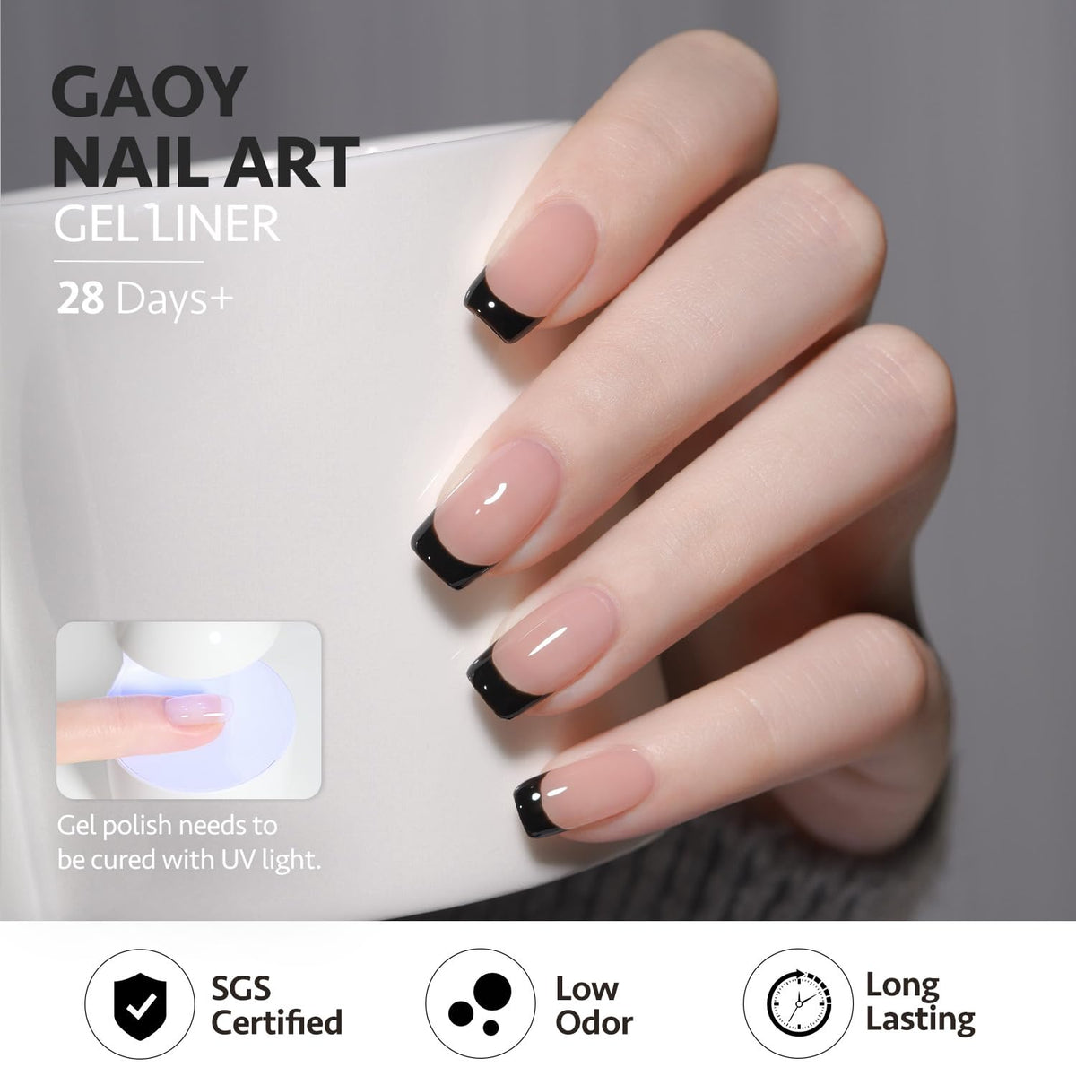 GAOY Black Swirl Gel Nail Polish bottle with cap