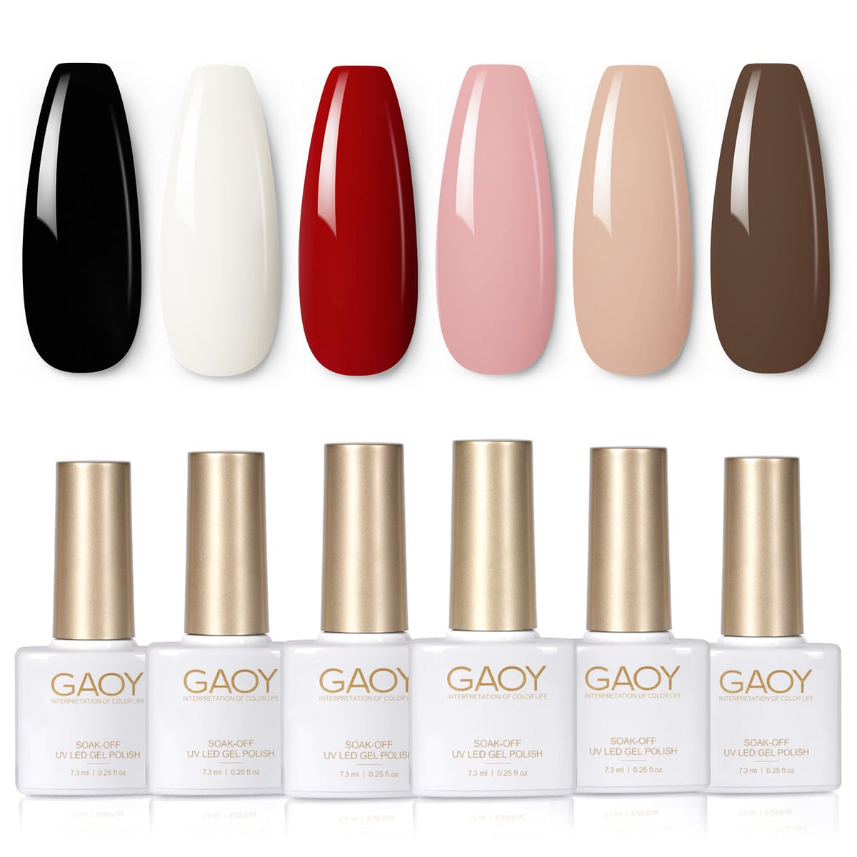 GAOY Black White Gel Nail Polish Set with six colours