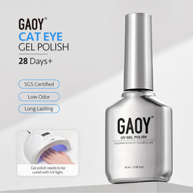 GAOY Blue Cat Eye Gel Nail Polish in use during nail art