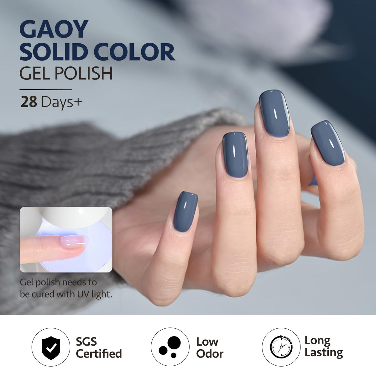 GAOY Blue Gel Nail Polish packaging details