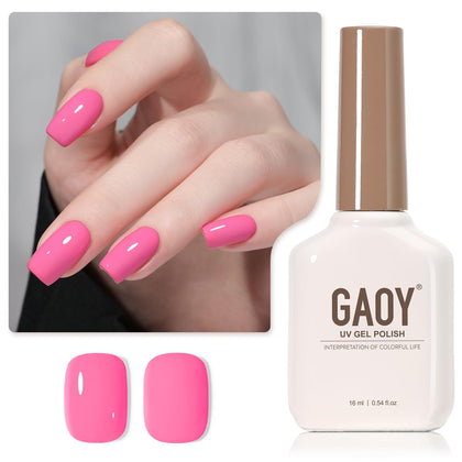 GAOY Bright Pink Gel Nail Polish 16ml front view