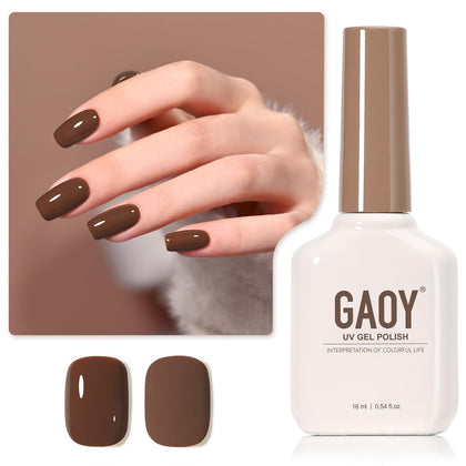 GAOY Brown Gel Nail Polish 16ml bottle front view