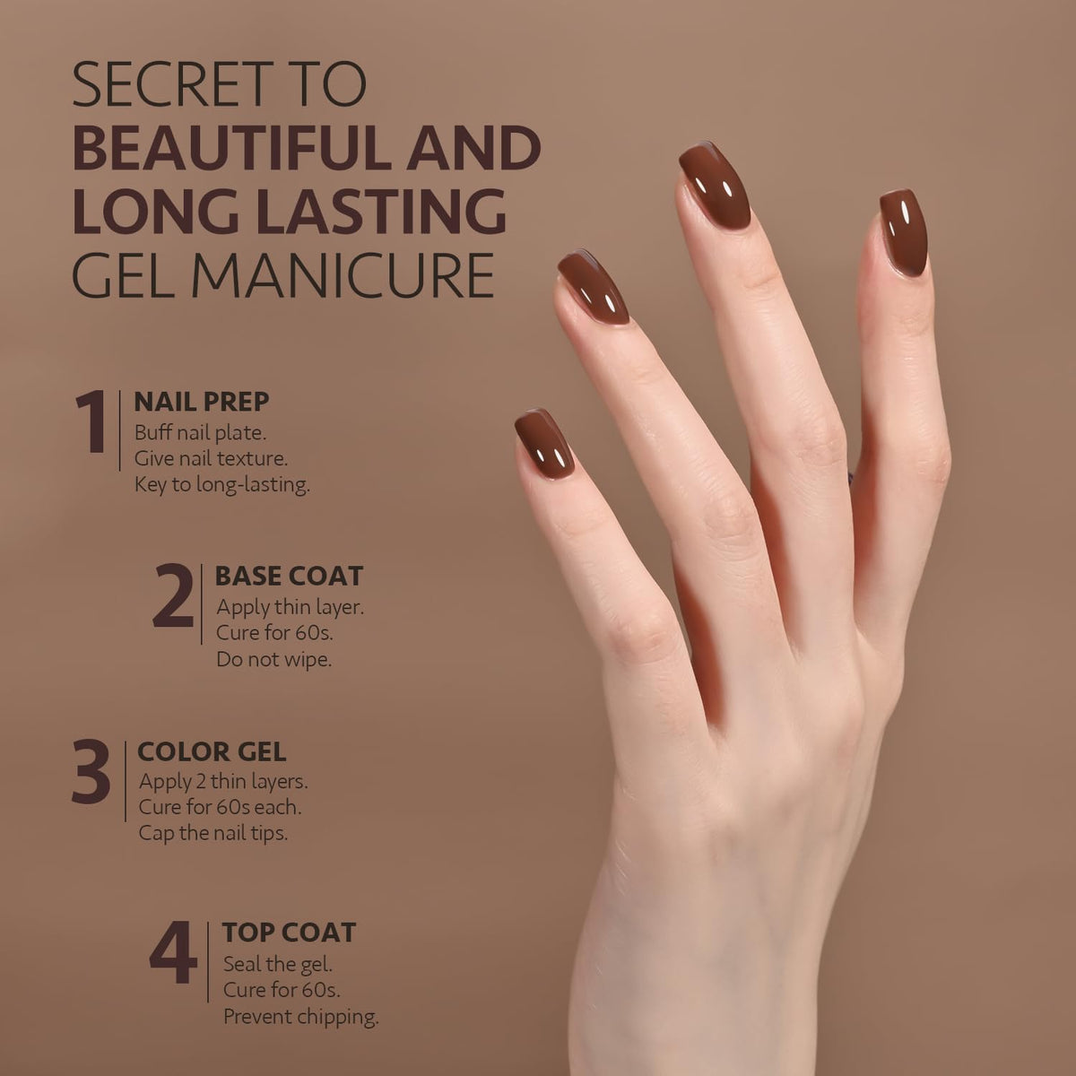 GAOY Brown Gel Nail Polish 16ml with UV lamp setup