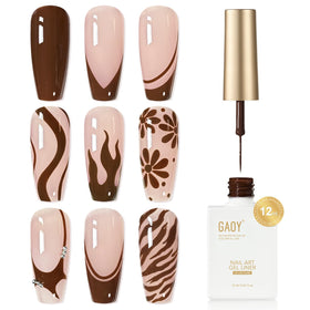 GAOY Brown Swirl Gel Nail Polish Art Liner 12ml front view