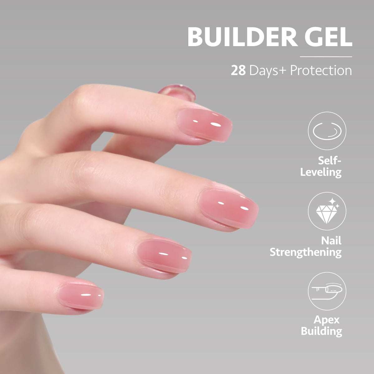 GAOY Builder Gel for Nails 16ml Berry Pink application brush