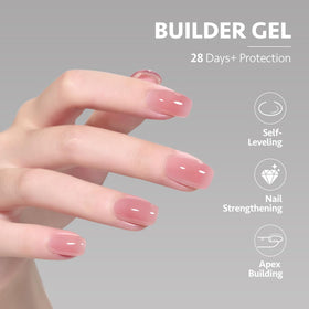 GAOY Builder Gel for Nails 16ml Berry Pink application brush