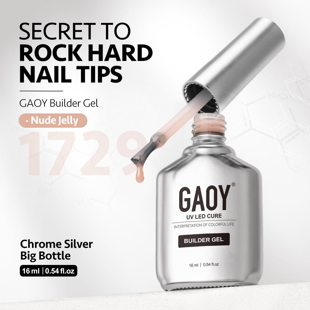 GAOY Builder Gel for Nails 16ml Nude Jelly on finished nails