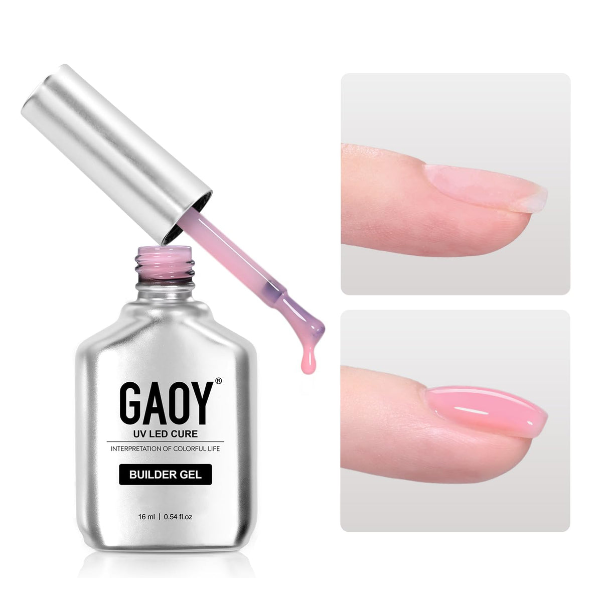 GAOY Builder Gel for Nails 16ml pink bottle front view