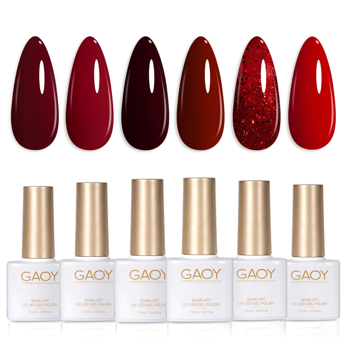 GAOY Burgundy Red Gel Nail Polish Set with six bottles