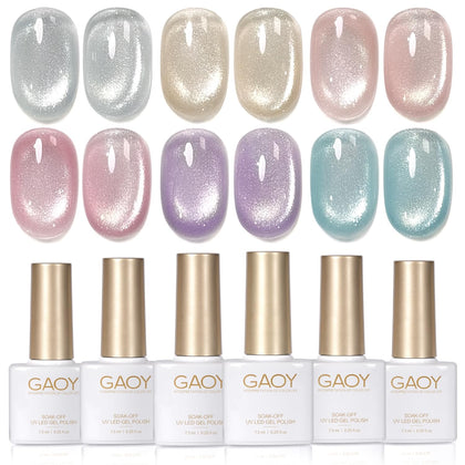 GAOY Cat Eye Gel Nail Polish Kit with six colours and magnet