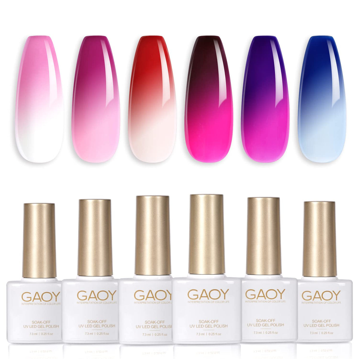GAOY Colour Changing Gel Nail Polish Set with six bottles