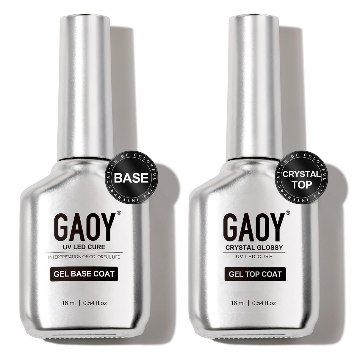 GAOY Crystal Glossy Gel Top and Base Coat Set front view
