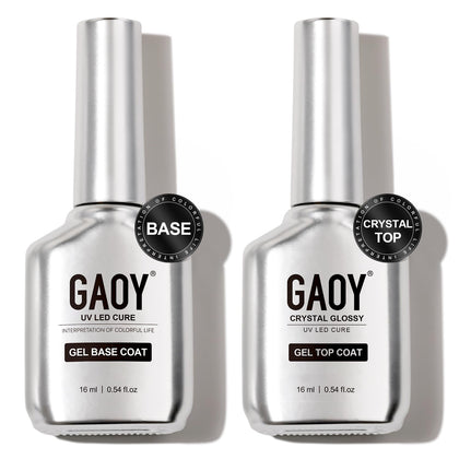 GAOY Crystal Glossy Gel Top and Base Coat Set front view