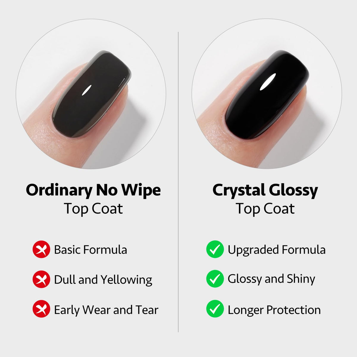 GAOY Crystal Glossy Gel Top Coat 16ml bottle with chrome silver design