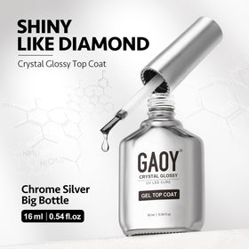 GAOY Crystal Glossy Gel Top Coat curing under nail lamp