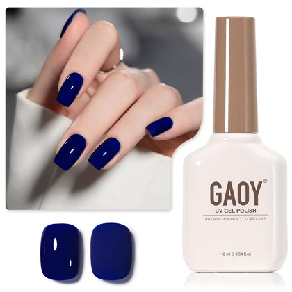 GAOY Deep Blue Gel Nail Polish 16ml bottle front view