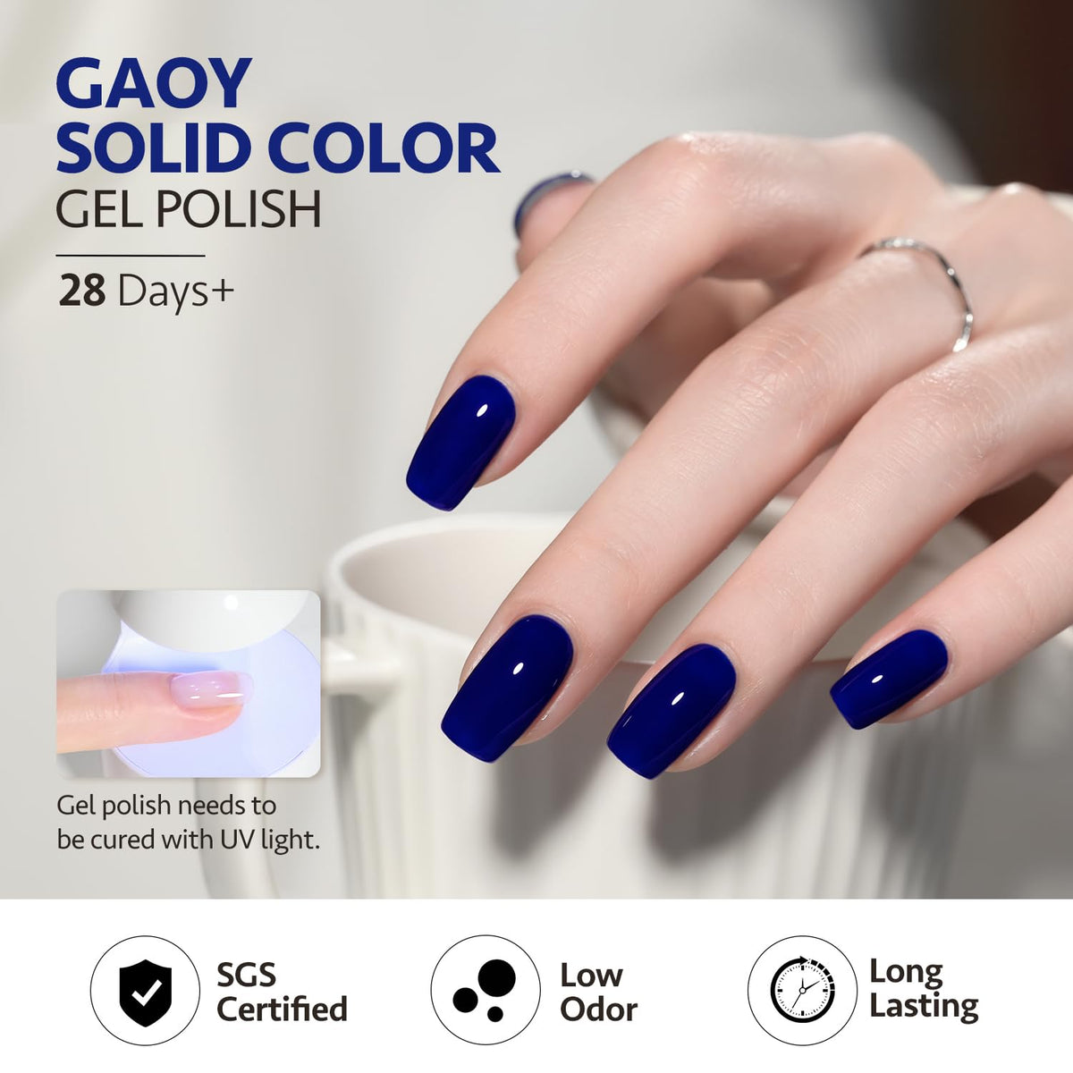 GAOY Deep Blue Gel Nail Polish 16ml with UV lamp