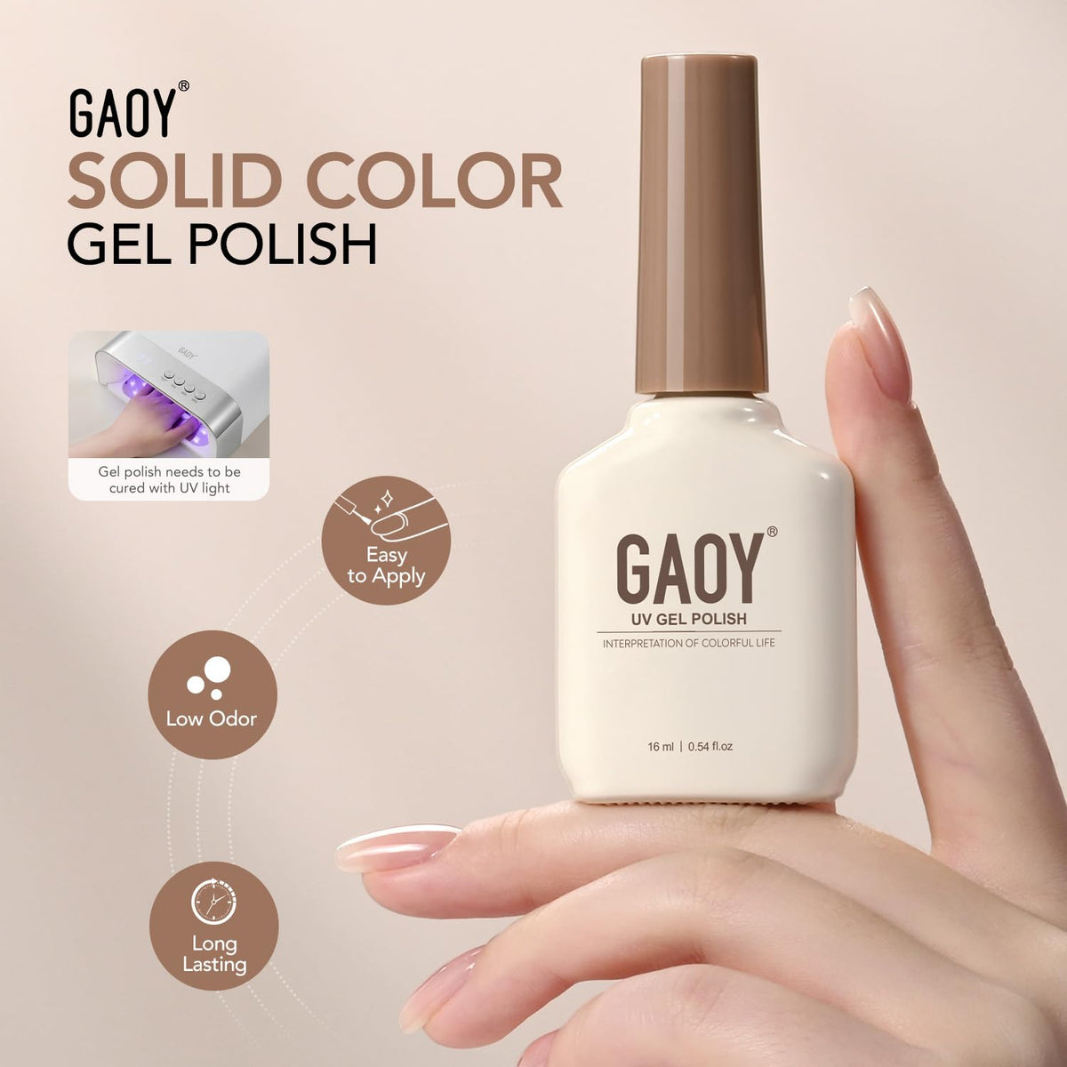 GAOY Gel Nail Polish 16ml beige packaging details