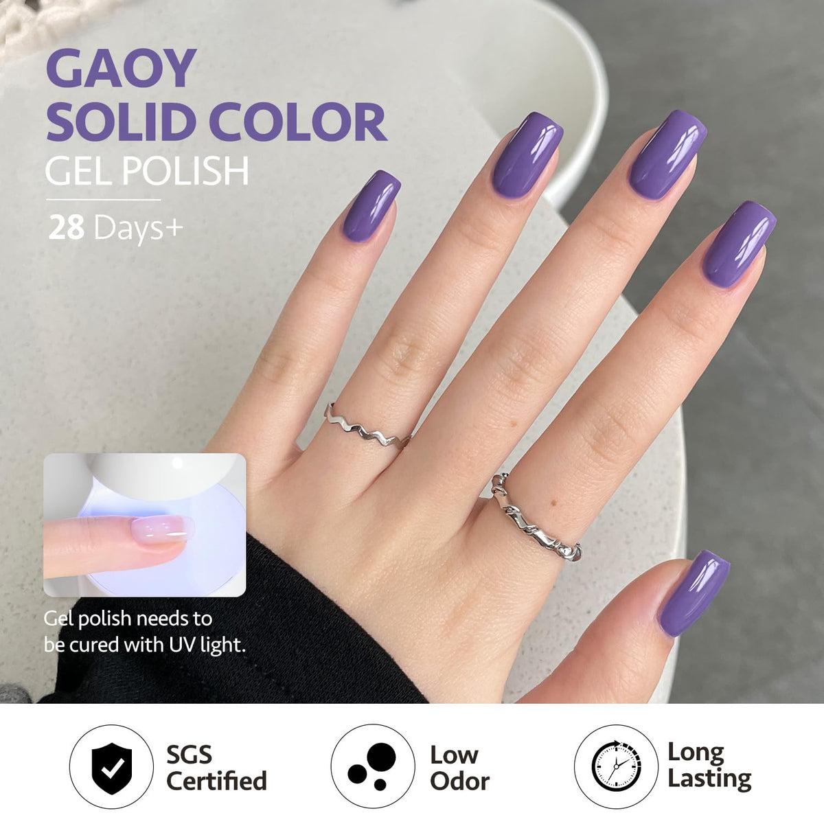 GAOY gel nail polish bottles arranged in a row