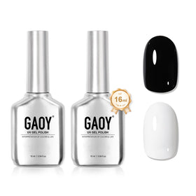 GAOY Gel Nail Polish Kit black and white bottles front view
