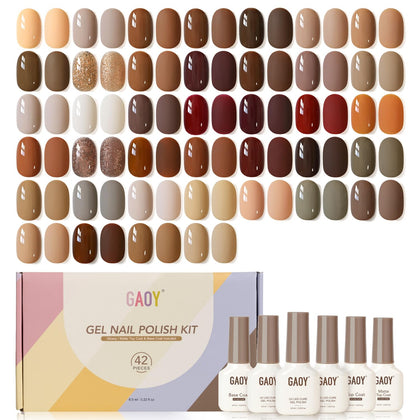 GAOY Gel Nail Polish Set 39 fall brown colours front view