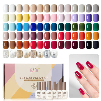 GAOY Gel Nail Polish Set 42 Pcs with 39 colours front view