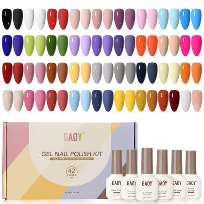 GAOY Gel Nail Polish Set 42 Pcs with 39 vibrant colours