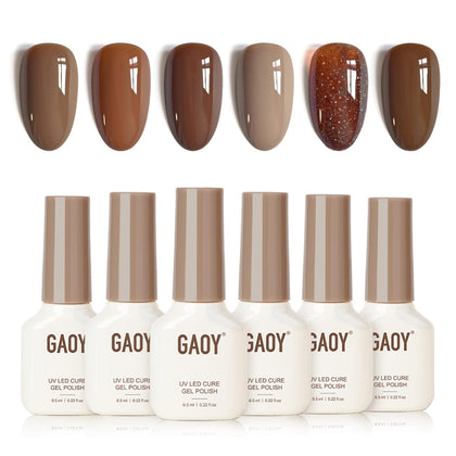 GAOY Gel Nail Polish Set front view with six colours