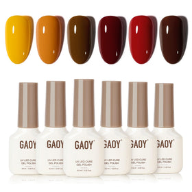 GAOY Gel Nail Polish Set front view with six vibrant colours