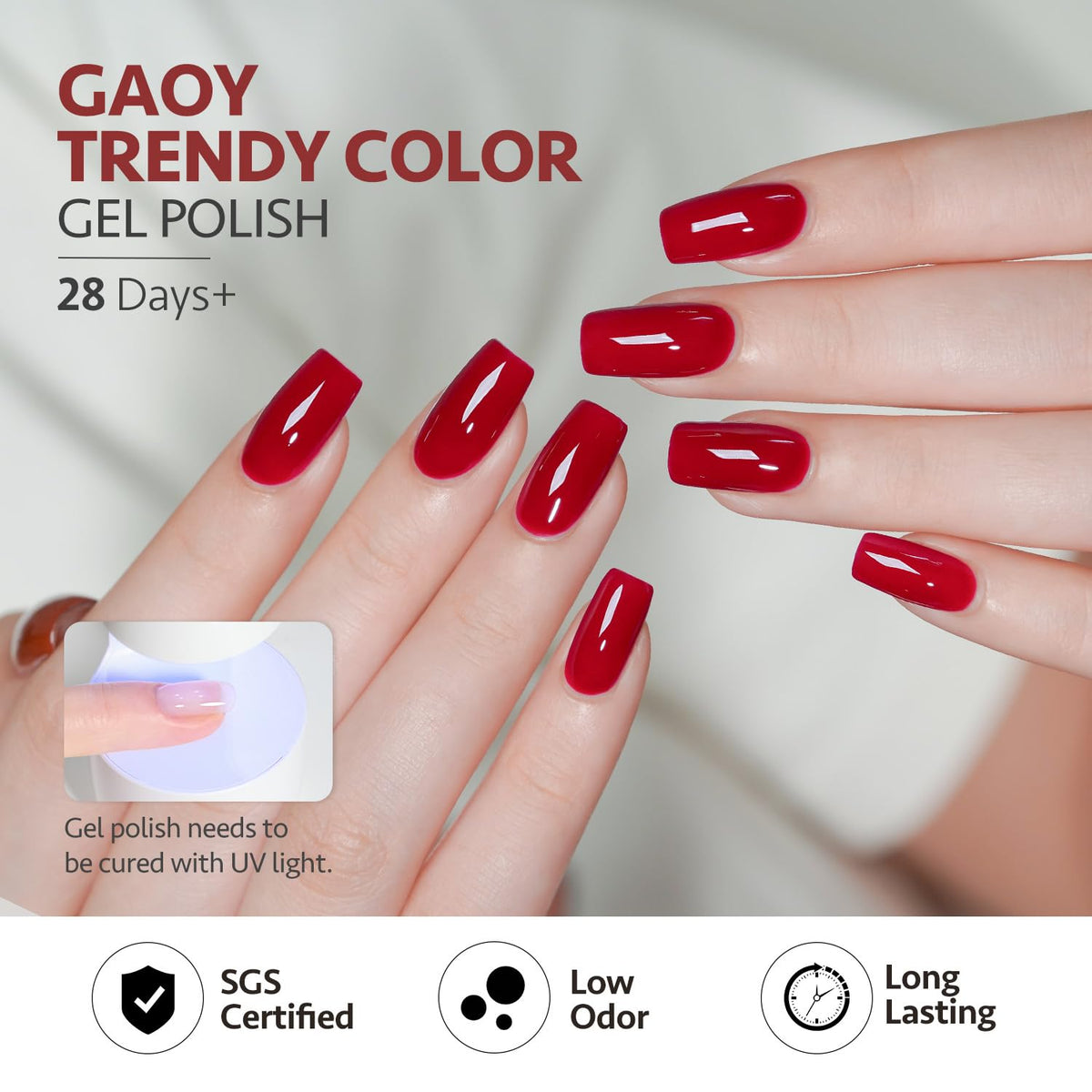 GAOY gel nail polish set packaging with all items visible